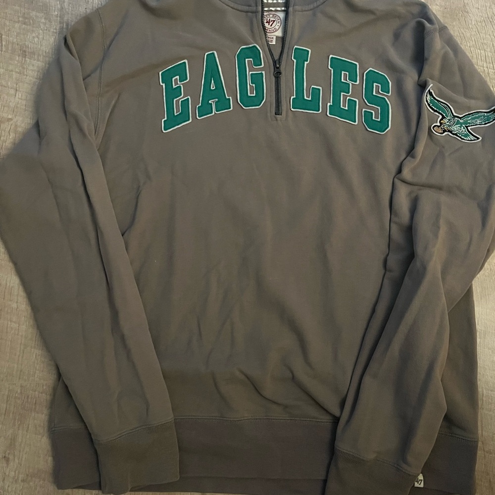 Eagles Gray 1/4 Zip Sweater